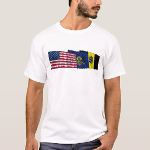 US, Pennsylvania och Pittsburgh flaggor T Shirt