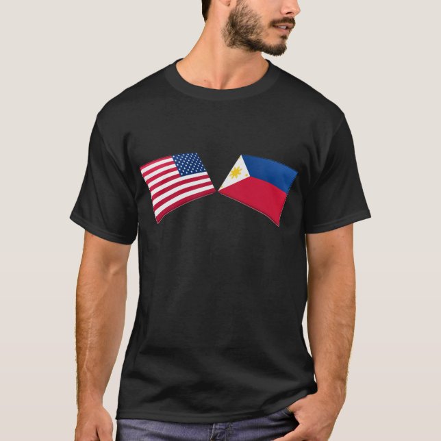 Us- & Philippines flaggor T-shirt (Framsida)