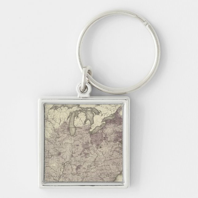 US Population 1850 Fyrkantig Silverfärgad Nyckelring (Framsidan)