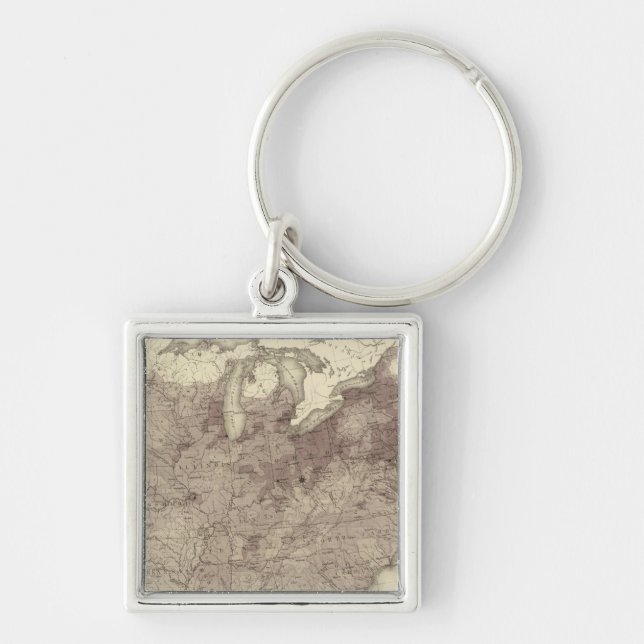 US Population 1860 Fyrkantig Silverfärgad Nyckelring (Framsidan)