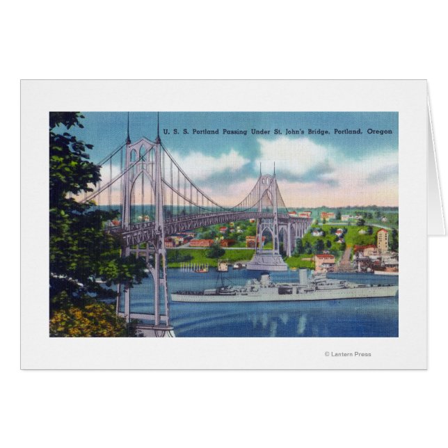 US Portland Passing under St. John's Bridge Hälsningskort (Framsidan Horizontal)