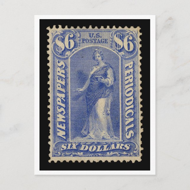 US portoavgiftsstämpel 6 dollar för tidningar Peri Vykort (Framsida)