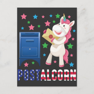 US Postal Worker Adworthy Post Unicorn 4:e juli Vykort