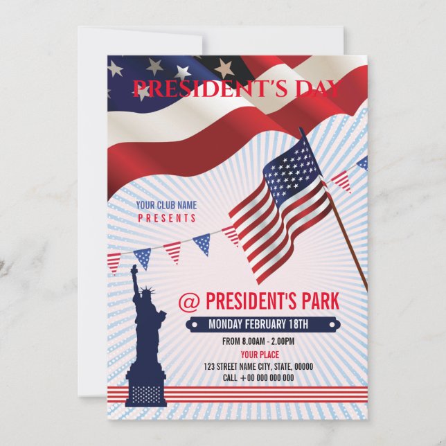 Us President Day Flyer Inbjudningar (Framsida)