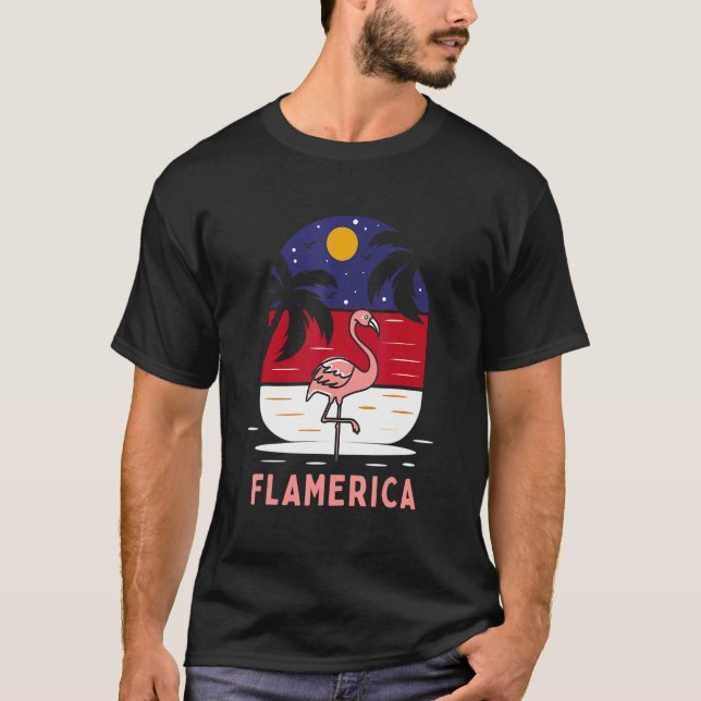 US Pride Flamerica Flamingo T Shirt (Framsida)
