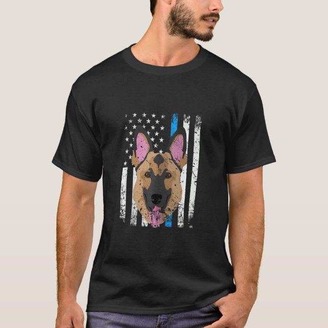 US Pride Police Hund German Shepherd Police T Shirt (Framsida)