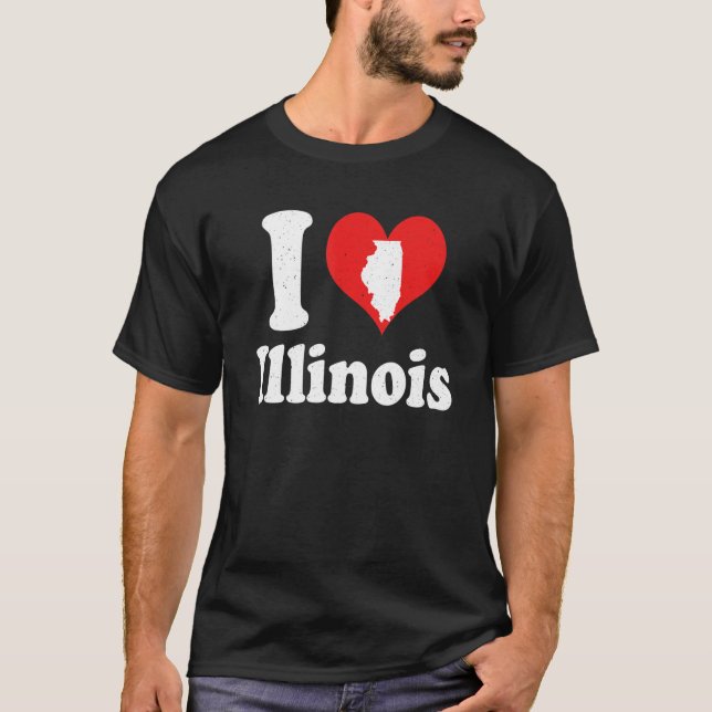 US Proud Citizen America Love State I Heart Illino T Shirt (Framsida)