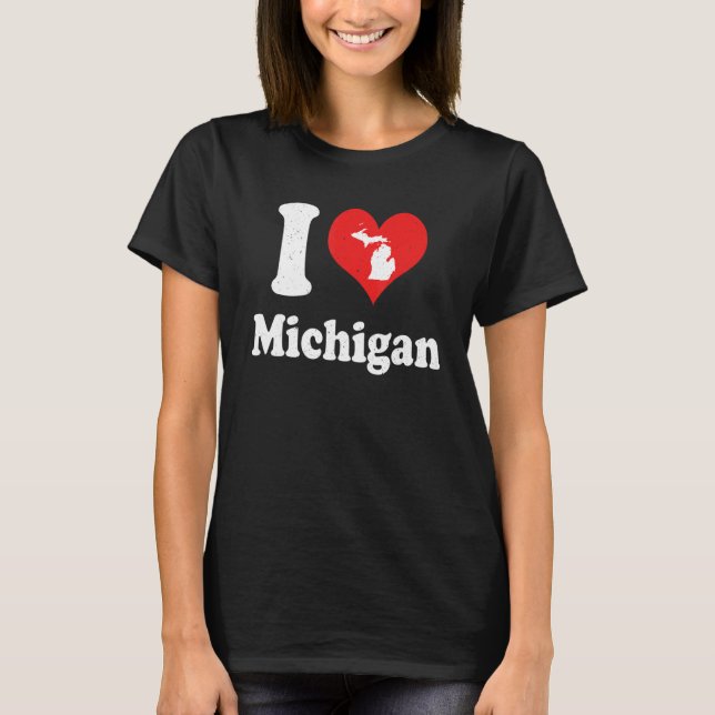 US Proud Citizen America Love State I Heart Michig T Shirt (Framsida)