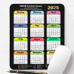 US Public Helgdagars Corporate 2025 Färg Calendar Musmatta<br><div class="desc">Modern Black White Colorful 2025 Gott nytt år Corporate Business Mouse Pad med 2025 Calendar med federala Helgdagar i United Stater. Alla texterna är i förväg ordnade så att du enkelt och snabbt kan anpassa dig med dina egna detaljer.</div>
