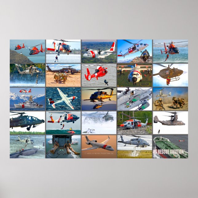 US RÄDDING AVIATION "MONTAGE" POSTER (Framsidan)