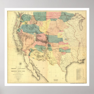 US Railroad Survey Karta 1858 Poster