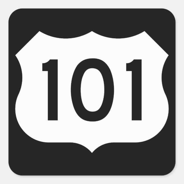 US Route 101-tecken Fyrkantigt Klistermärke (Framsida)