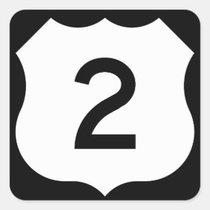 US Route 2-tecken Fyrkantigt Klistermärke