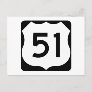 US Route 51-tecken Vykort