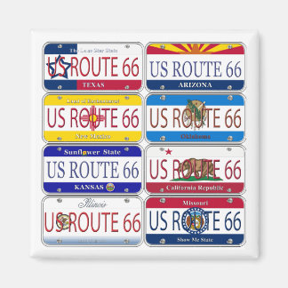 US ROUTE 66 All 8 Stater Vanity Tallrikar Magnet