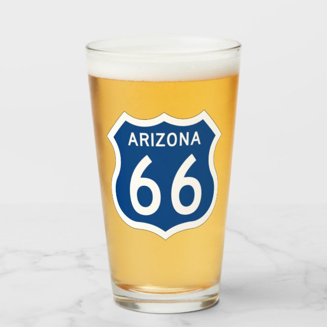 US Route 66 Arizona Pint Drinking Glass Glaskopp (Framsida fylld)