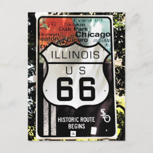 US ROUTE 66 Illinois-tecken Vykort