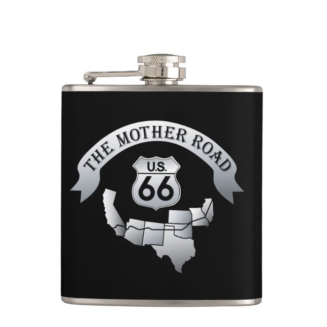 US Route 66 Mor Road Liquor Flask Fickplunta (Framsidan)
