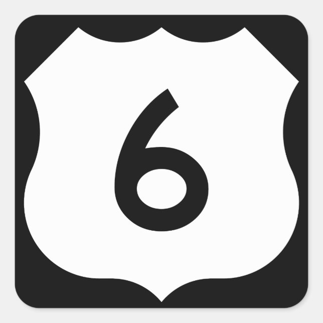 US Route 6-tecken Fyrkantigt Klistermärke (Framsida)