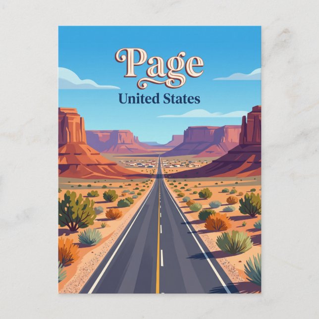 US Route 89 nära Page Arizona Vykort (Framsida)