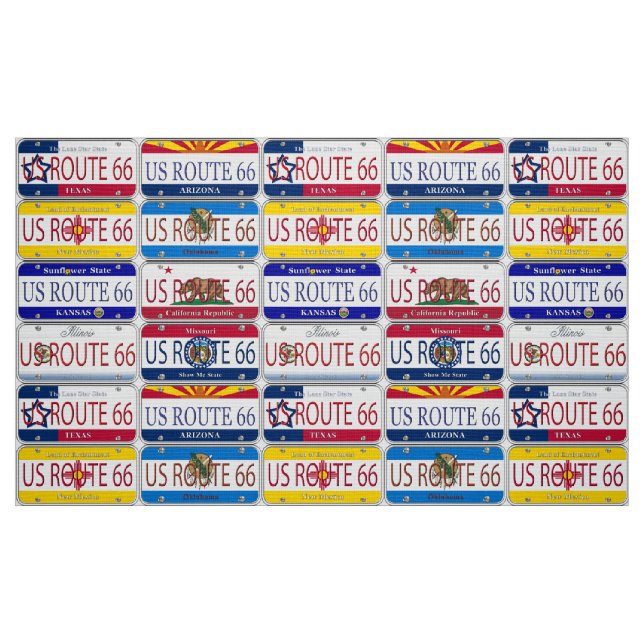 Us-RUTT 66 all 8 staterfåfängatallrikar Tyg (Fat Quarter)