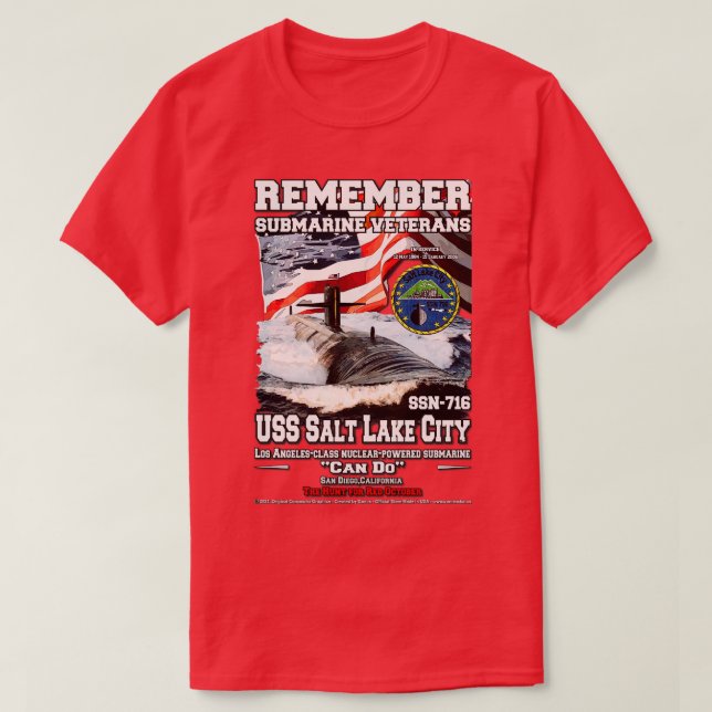 US Salt Sjö City SSN716 Submarine Veterans T Shirt (Design framsida)
