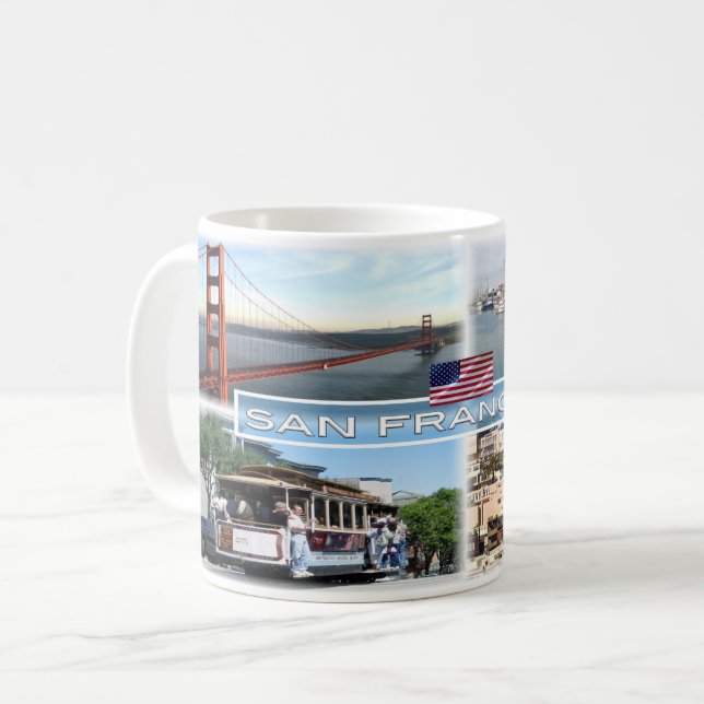 US San Francisco - Golden Grind Bridge - Cable Car Kaffemugg (Framsida vänster)