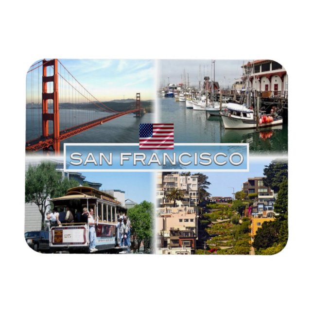US San Francisco - Golden Grind Bridge - Cable Car Magnet (Horisontell)