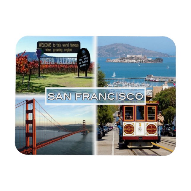 US San Francisco - Napa Valley Golden Grind Bridge Magnet (Horisontell)