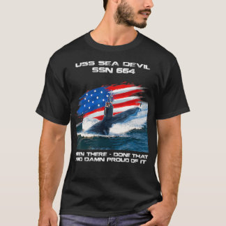 US Sea Djävulen SSN664 American Flagga Submarine V T Shirt