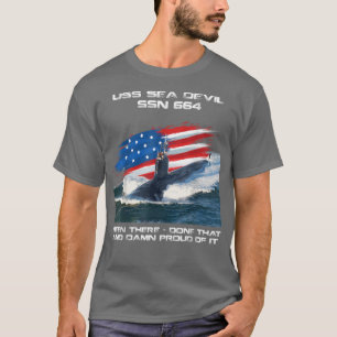 US Sea Djävulen SSN-664 American Flagga SubMarine T Shirt