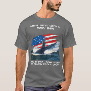US Sea Djävulen SSN-664 American Flagga SubMarine  T Shirt