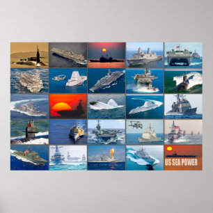 US SEA POWER - US Naval Vessels ’Montage’ Poster