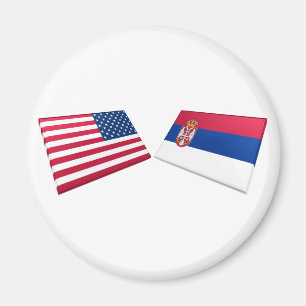 Us- & Serbia flaggor Magnet