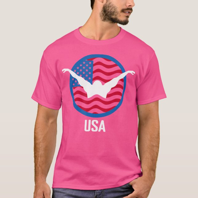 US Simma USA Sommarsimning 2024 Spel T Shirt (Framsida)