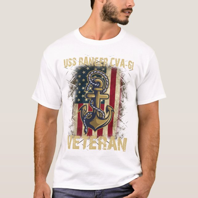 US Skogsvaktare Cva-61 Veteran America Flagga T Shirt (Framsida)