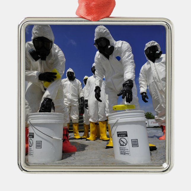 US Soldiers från den 457:e kemiska bataljonen Julgransprydnad Metall (Framsidan)