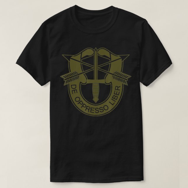 US Speciell s De Oppresso Liber OCP OD Grönt T Shirt (Design framsida)