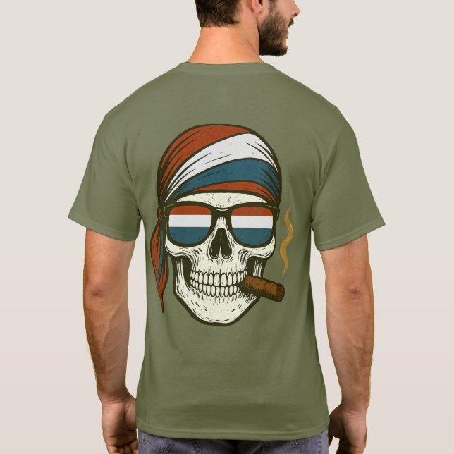 US Spyder Ryders - Spyder Skull RWB Scarf Glass 2S T Shirt (Baksida)