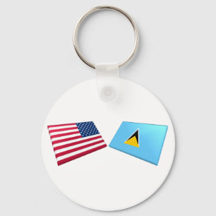 Us- & St Lucia flaggor Nyckelring