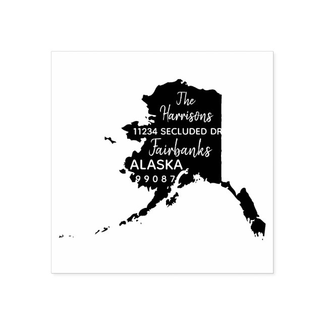US State Alaska Karta Returadress Wood Art Stämpel (Tryck)