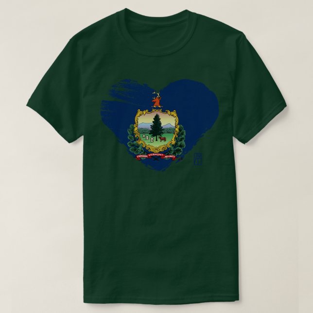 US State I Kärlek Vermont Vermont Flagga T Shirt (Design framsida)