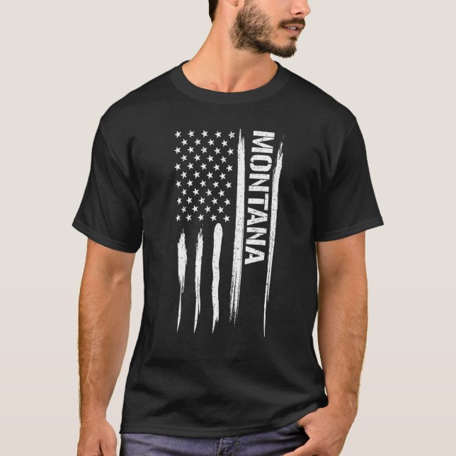 US State Montana - American Flag Sayings T Shirt (Framsida)