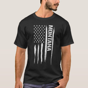 US State Montana - American Flagga Ord T Shirt