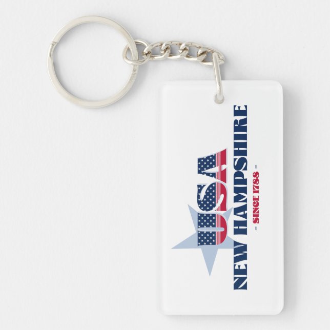 US State New Hampshire Monogram Acrylic Keychain (Framsidan)