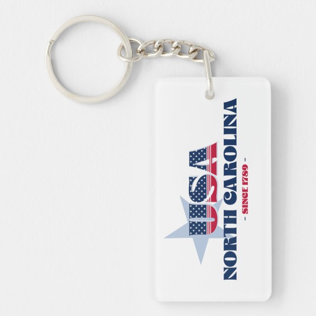 US State North Carolina Monogram Acrylic Keychain (Framsidan)