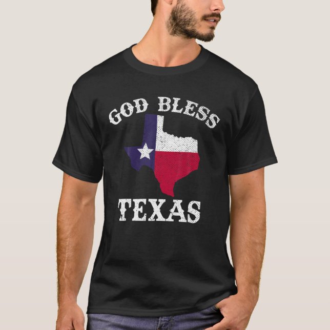 US State Texas Flagga Texan Välsigna dig Texas T S T Shirt (Framsida)