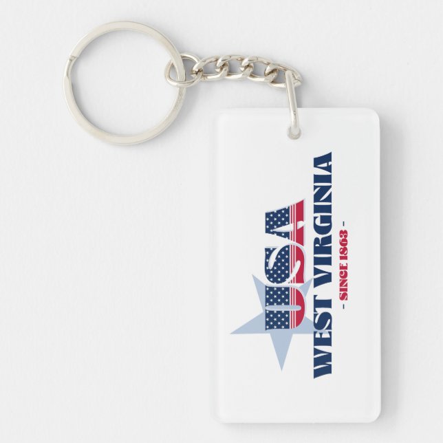 US State Väster Virginia Monogram Acrylic Keychain (Framsidan)
