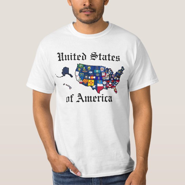 Us-statsflaggorkarta T Shirt (Framsida)