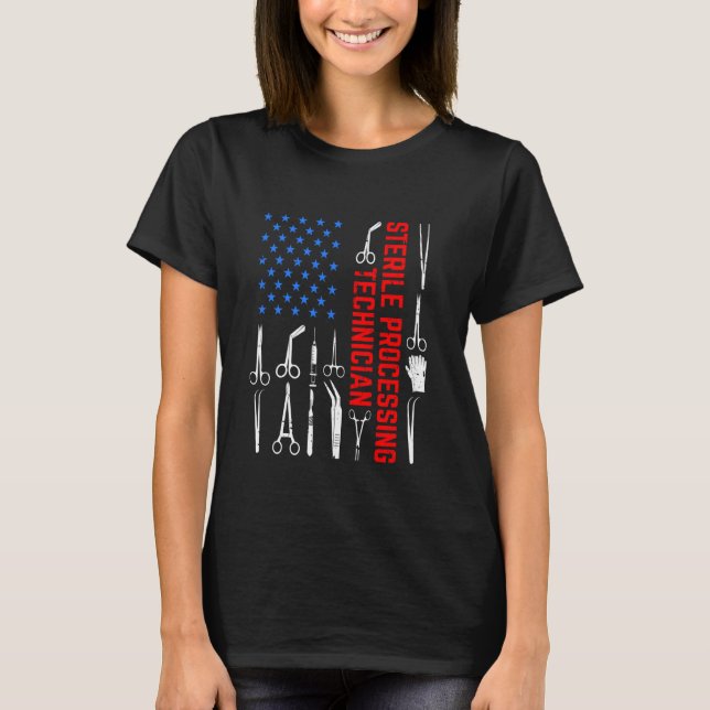 US Sterile Processing Technician Certician Man T Shirt (Framsida)